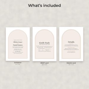 Modern Minimalist Wedding Invitation Suite Template, Editable Reply and Details Cards image 2