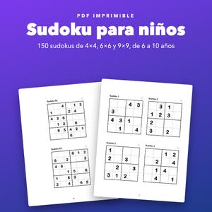 Sudoku para niños de 6 a 10 años, 150 imprimibles de 4x4, 6x6 y 9x9 image 1