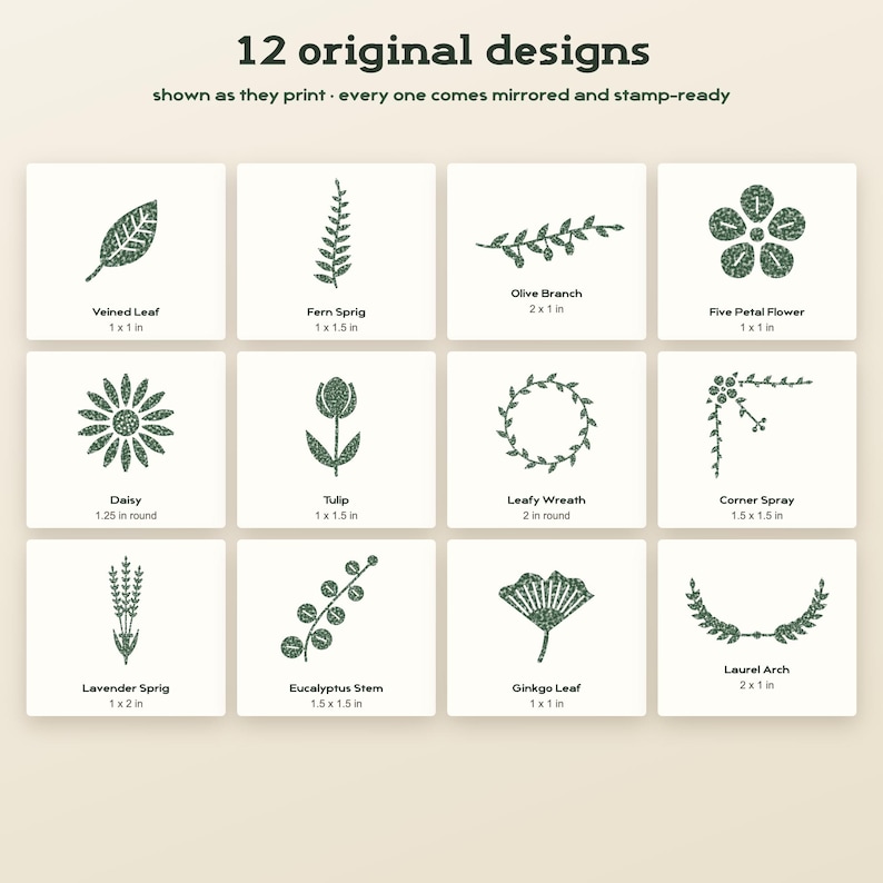 Leaf Design Dxf File Botanical Laser Rubber Stamp-ready Files, Mirrored SVG DXF PNG, Leaf ...