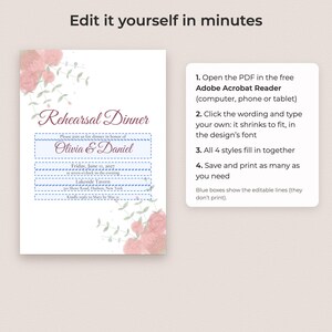 Rehearsal Dinner Invitation Template, Editable PDF in 4 Elegant Styles image 3