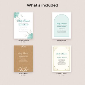 Baby Shower Invitation Template, Editable Gender Neutral PDF in 4 Styles image 2