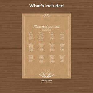Rustic Kraft Wedding Seating Chart Template, Editable 18x24 and 24x36 Sign image 2