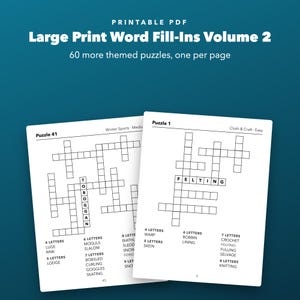 Large Print Word Fill-Ins Volume 2 Printable for Seniors, 60 More Puzzles image 1