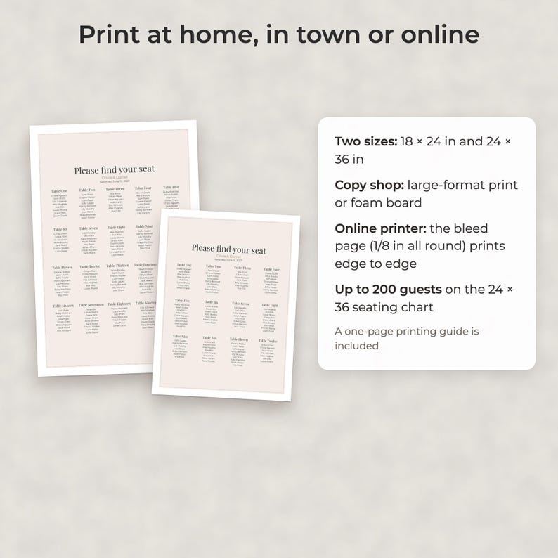 Modern Minimalist Wedding Seating Chart Template, Editable 18x24 and 24x36 Sign image 4