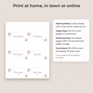 Watercolor Floral Wedding Table Numbers 1-30 and Place Cards, Editable PDF Template image 4