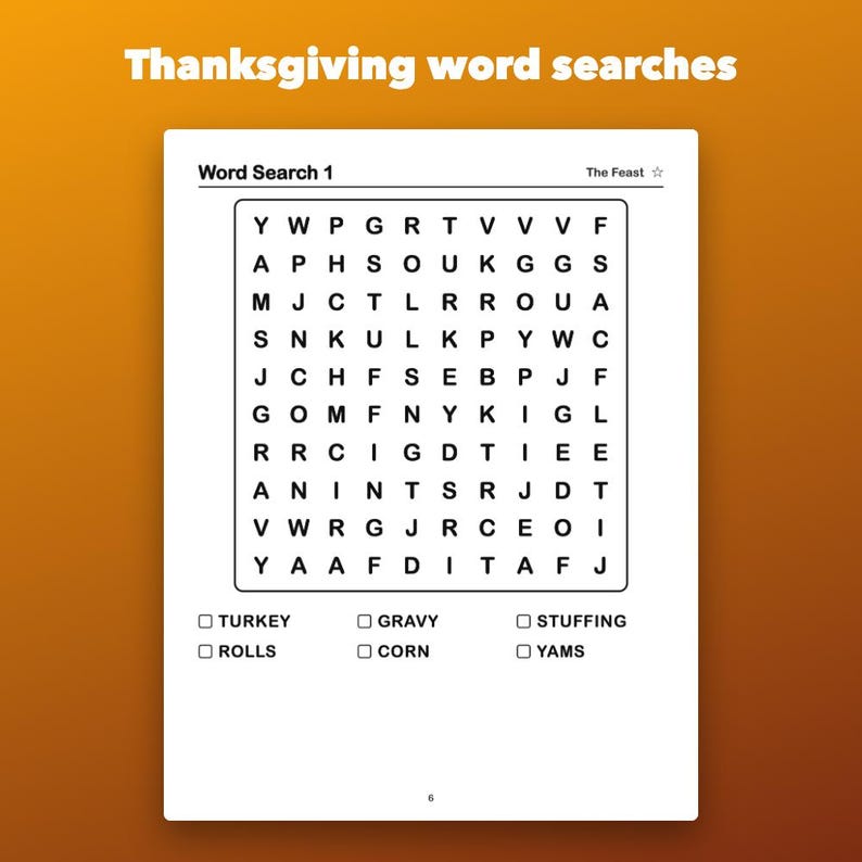 Thanksgiving Activity Book for Kids Ages 5-8, Printable Mazes, Sudoku, Word Search image 2