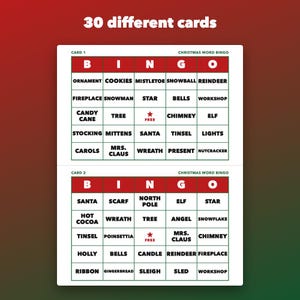 Christmas Bingo Printable for Kids and Classroom Parties, 30 Cards bild 2