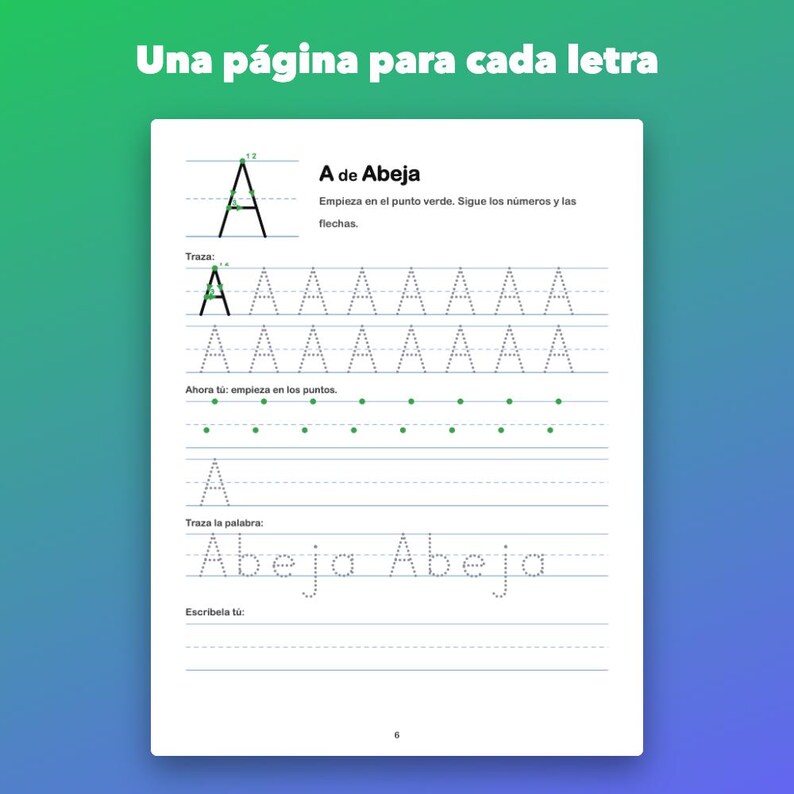 Cuaderno de caligrafía imprimible para niños de 4 a 6 años, letras y números image 2