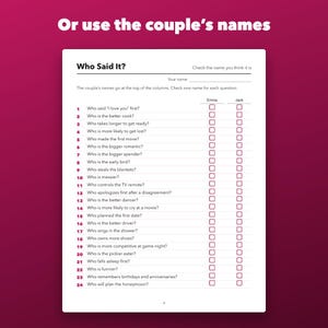„Er sagte, sie sagte“-Spiel für den Junggesellinnenabschied (druckbare, ausfüllbare PDF-Datei, 24 Fragen) Bild 4