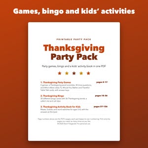 Thanksgiving Party Pack Printable Bundle, Games, Bingo and Kids Activity Book image 3