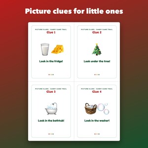 Christmas Scavenger Hunt Printable for Kids, 24 Rhyming Clues and Picture Cards image 3