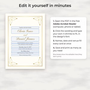 Classic Gold Wedding Invitation Suite Template, Editable Reply and Details Cards image 3