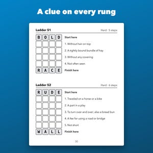 Large Print Word Ladders Printable for Seniors, 80 Puzzles with Clues image 3