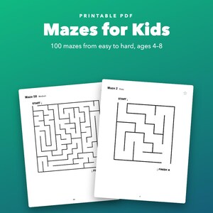Mazes for Kids Ages 4-8, 100 Printable Puzzles from Easy to Hard afbeelding 1