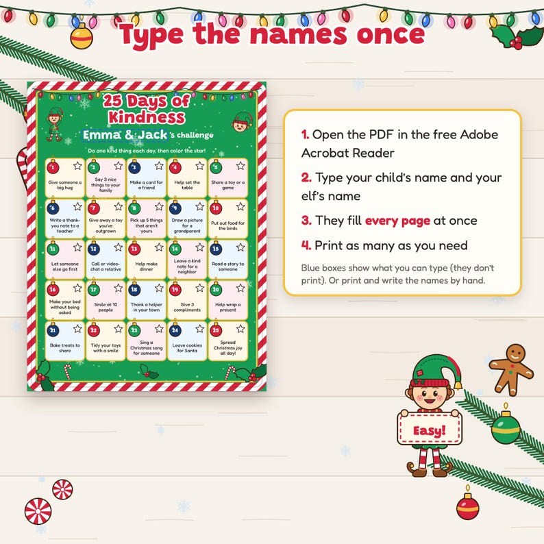 Freundlichkeits-Challenge und ausdruckbarer Weihnachtskalender, 25 Tage für Kinder Bild 3