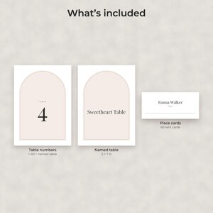 Modern Minimalist Wedding Table Numbers 1-30 and Place Cards, Editable PDF Template image 2
