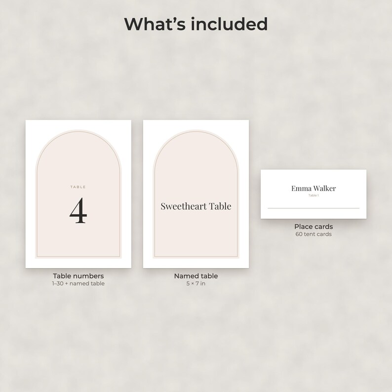Modern Minimalist Wedding Table Numbers 1-30 and Place Cards, Editable PDF Template image 2