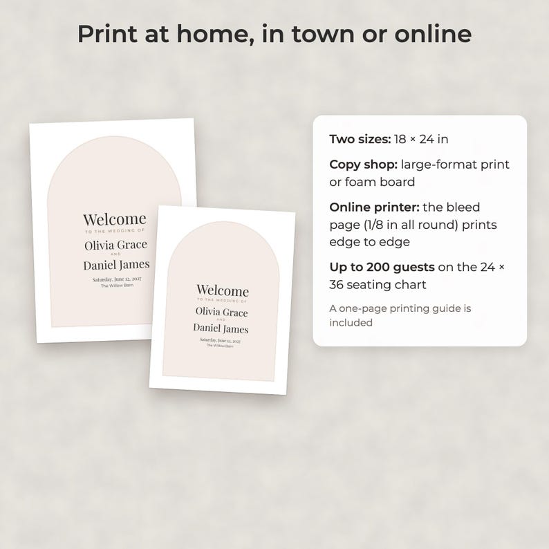 Moderne, minimalistische Willkommensschild-Vorlage für Hochzeiten, bearbeitbares PDF-Poster (18x24 Zoll) Bild 4
