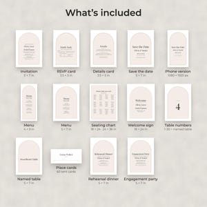 Modern Minimalist Wedding Template Bundle, Editable Invitation, Menu, Seating Chart, Signs image 2