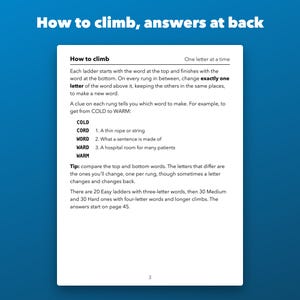 Large Print Word Ladders Printable for Seniors, 80 Puzzles with Clues image 4
