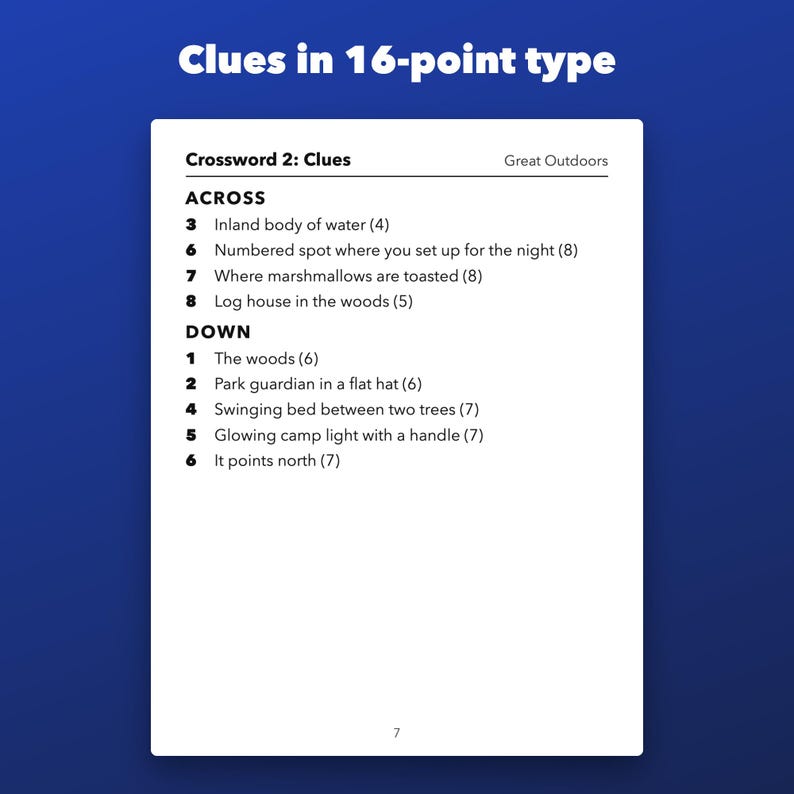 Crucigramas en letra grande, volumen 2, imprimibles para personas mayores, 42 crucigramas temáticos adicionales. imagen 3