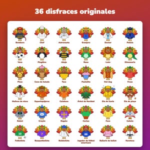 Disfraza un pavo imprimible, 36 disfraces, carta para familias, Spanish Turkey Disguise image 2