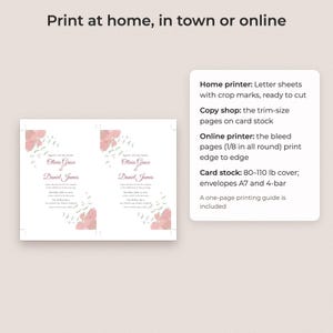 Paquete de plantillas de boda con motivos florales en acuarela, invitación editable, menú, plano de mesas y carteles. imagen 4