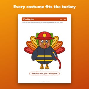 Turkey Disguise Template Printable, 2 Blank Sizes, 6 Costumes, Thanksgiving School Craft image 4