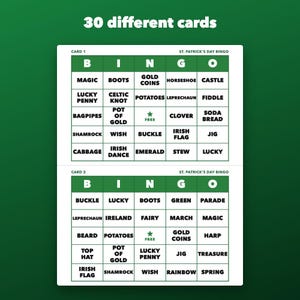 St. Patrick’s Day Bingo Printable for Kids and Classroom Parties, 30 Cards zdjęcie 2