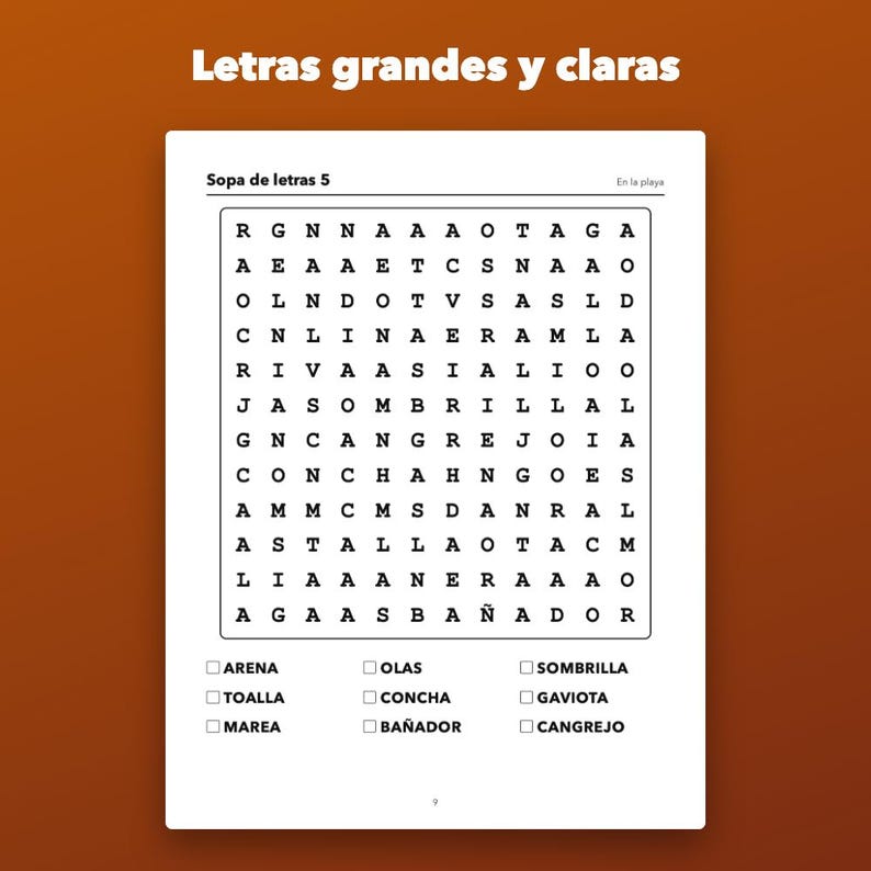 Sopa de letras en letra grande imprimible para mayores, 60 pasatiempos image 2