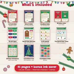 Christmas Elf Kit Printable Bundle, Arrival Letter, 28 Notes, Props and Kindness Calendar image 2