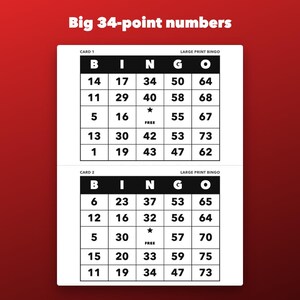 Large Print Bingo Printable for Seniors, 100 Cards with Caller Board image 2