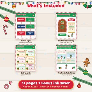 Christmas Elf Props Printable, Mini Signs, North Pole Door, Awards and Tiny Newspaper image 2
