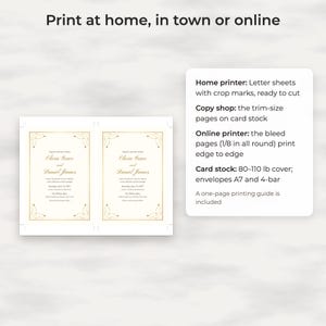Classic Gold Wedding Invitation Suite Template, Editable Reply and Details Cards image 4