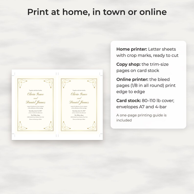 Classic Gold Wedding Invitation Suite Template, Editable Reply and Details Cards image 4