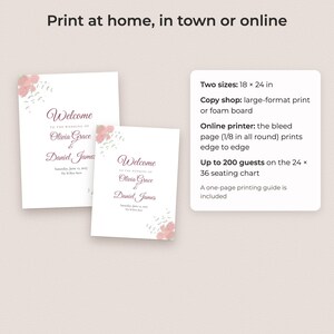 Watercolor Floral Wedding Welcome Sign Template, Editable 18x24 PDF Poster image 4