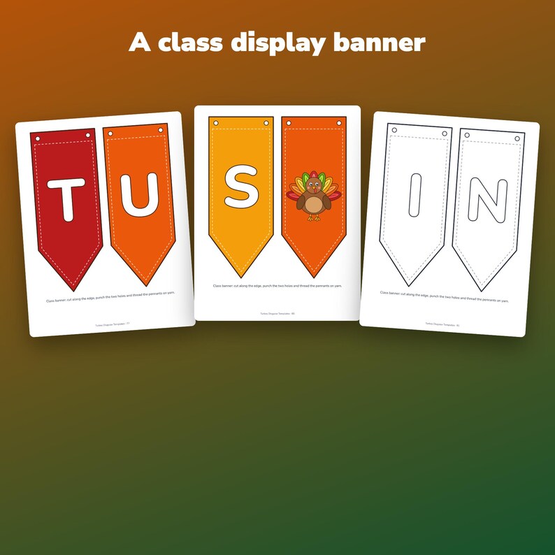Turkey Disguise Classroom Bundle, 36 Costumes in Color and B&W, Bulletin Board Banner image 3