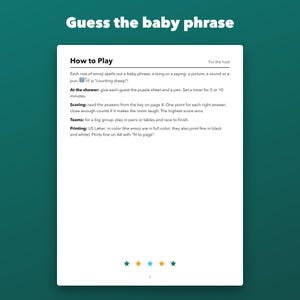 Baby Shower Emoji Pictionary Game Printable, 20 Puzzles with Answer Key image 3