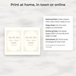 Klassieke gouden Save the Date-sjabloon, bewerkbare PDF-kaart en telefoonafbeelding afbeelding 4