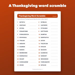 Jeux imprimables pour une fête de Thanksgiving en famille : quiz et mots mêlés image 2