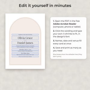 Modern Minimalist Wedding Invitation Suite Template, Editable Reply and Details Cards image 3