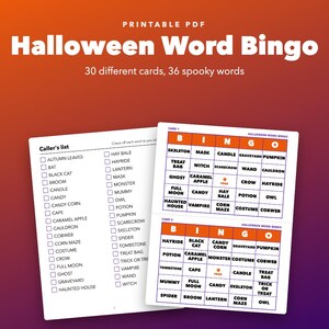 Halloween Bingo Printable for Kids and Classroom Parties, 30 Cards image 1