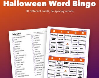 Halloween Bingo Printable for Kids and Classroom Parties, 30 Cards