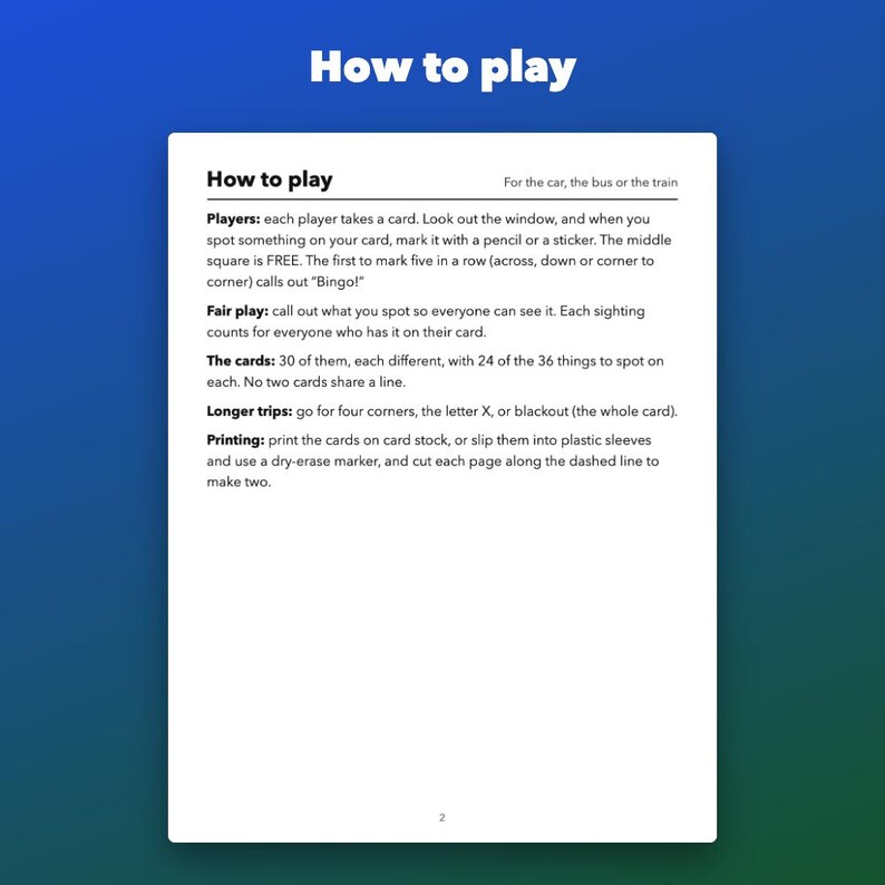 Road Trip Bingo Printable Car Game for Kids, 30 Different Cards zdjęcie 3