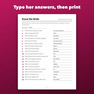 How Well Do You Know the Bride Game Printable, Fillable Bridal Shower Quiz image 3