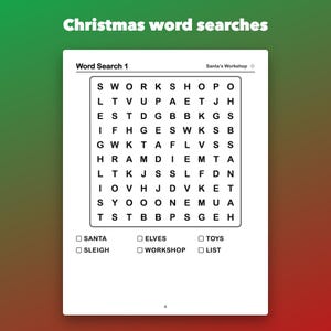 Christmas Activity Book for Kids Ages 5-8, Printable Mazes, Sudoku, Word Search image 2