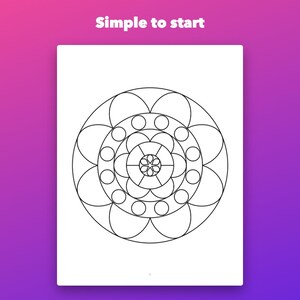 Libro para colorear de mandalas fácil de imprimir para adultos, 50 diseños de líneas gruesas. imagen 2