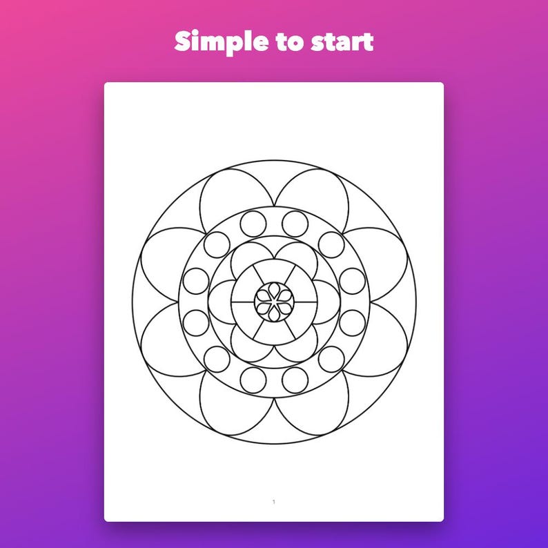 Libro para colorear de mandalas fácil de imprimir para adultos, 50 diseños de líneas gruesas. imagen 2