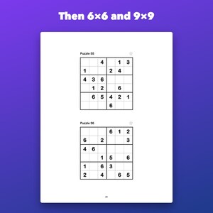 Sudoku for Kids Ages 6-10, 150 Printable Puzzles in 4x4, 6x6 and 9x9 image 3