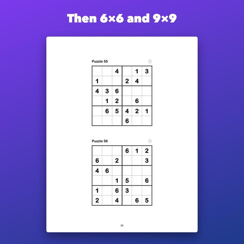 Sudoku for Kids Ages 6-10, 150 Printable Puzzles in 4x4, 6x6 and 9x9 image 3